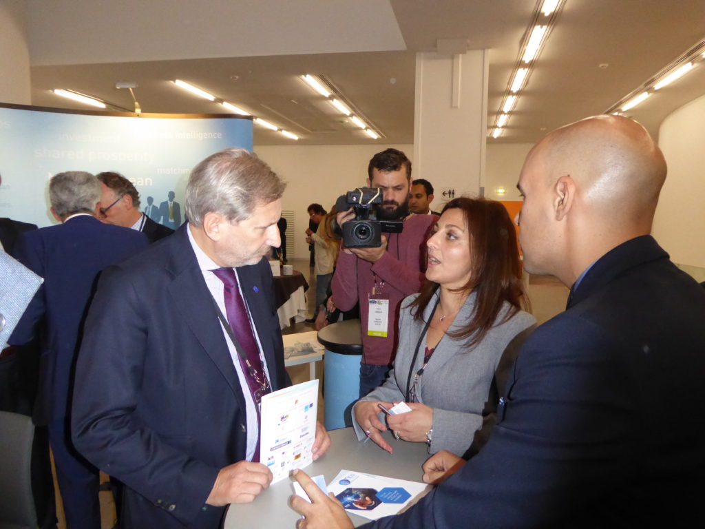 Johannes Hahn, EU Commissioner for European Neighbourhood Policy and Enlargement Negotiations, Maryse Louis, General Manager FEMISE and Constantin Tsakas, General Manager Institut de la Méditerranée and General Secretary FEMISE (photo by Robert Kao)